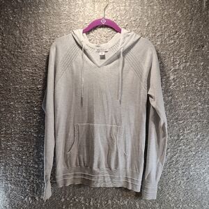 Athleta Evergreen Hoodie Sweater Gray Pullover Size XS Polyester Lyocell
